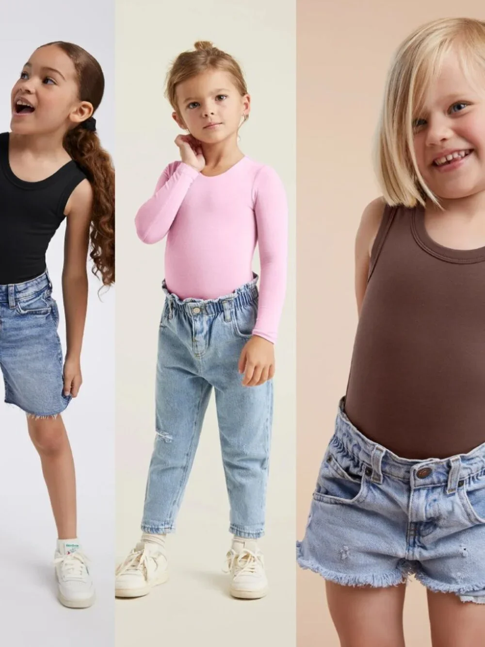 Tones Lot of 3 Bodysuits Brown Black Sleeveless & Pink Long Sleeve SET Size 3T